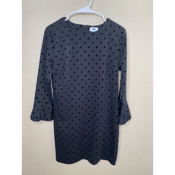 Old‎ Navy Womens Black Polka Dot Dress 3/4 Bell Sleeves M Polyester zipper - Picture 2 of 6